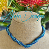 Blue Ridged Spiral "Beads as Fiber" Necklace - 17"