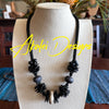 Black Rose Petal with Aja Vaz Lamp-Work Bead Hawaiian Lei Mini (5 Cluster)  - 26"