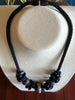 Black Rose Petal with Aja Vaz Lamp-Work Bead Hawaiian Lei Mini (5 Cluster)  - 26"