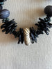 Black Rose Petal with Aja Vaz Lamp-Work Bead Hawaiian Lei Mini (5 Cluster)  - 26"