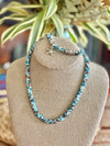 Hawaiian Island Inspired Beach Blue Necklace & Bracelet Set (with starfish charm)