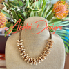 Beige Rose Petals and Brown Beaded Hawaiian Haku Necklace Lei - 20"