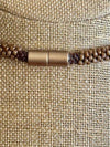 Beige Rose Petals and Brown Beaded Hawaiian Haku Necklace Lei - 20"