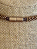 Beige Rose Petals and Brown Beaded Hawaiian Haku Necklace Lei - 20"