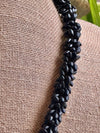 Extra Long Matte Black Scales Necklace  Lei - 35.5"