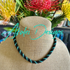 Matte Black with Turquoise Spiral "Forbidden Island" Inspired Necklace -19"