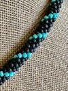 Matte Black with Turquoise Spiral "Forbidden Island" Inspired Necklace -19"
