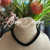 Glossy Black Hawaiian Glass Lei Lilikoi Necklace with Rizo Beads - 17”