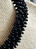 Glossy Black Hawaiian Glass Lei with Rizo Beads -24"