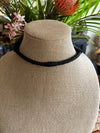 Black Spiky Beads Hawaiian Glass Lei Necklace - 19”