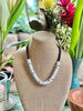 White inside Black Magatama Hawaiian Necklace Lei - 24"
