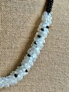 White inside Black Magatama Hawaiian Necklace Lei - 24"