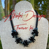 Glossy Black Rose Petal Beaded Hawaiian Lei Mini (5 Cluster)  - 20"