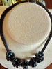 Glossy Black Rose Petal Beaded Hawaiian Lei Mini (5 Cluster)  - 20"