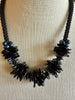 Glossy Black Rose Petal Beaded Hawaiian Lei Mini (5 Cluster)  - 20"