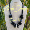 Black Rose Petal with Aja Vaz Lamp-Work Bead Hawaiian Lei Mini (5 Cluster)  - 26"