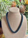 Hawaiian Beaded Necklace - Lucious and Classic Black with Deep Blue (25")