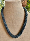 Hawaiian Beaded Necklace - Lucious and Classic Black with Deep Blue (25")