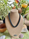 Hawaiian Beaded Necklace - Lucious and Classic Black with Deep Blue (25")
