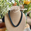 Hawaiian Beaded Necklace - Lucious and Classic Black with Deep Blue (25")