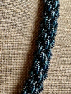 Hawaiian Beaded Necklace - Lucious and Classic Black with Deep Blue (25")