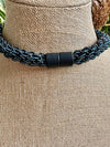 Hawaiian Beaded Necklace - Lucious and Classic Black with Deep Blue (25")