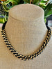 Hawaiian Lilikoi Lei Necklace - Matte Black with Gold “Long Drops” - 19”