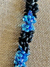 Cobalt Blue with Matte Black Segmented Dragon Scale Necklace Lei  -30"