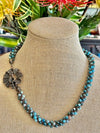 Blue Agate Gemstone Necklace "Infinity Wave" Nature's Design- 24"