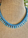 Blue Feather Dagger Beaded Hawaiian Inspired Necklace Lei - 20"
