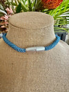 Blue Feather Dagger Beaded Hawaiian Inspired Necklace Lei - 20"