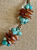 Gold & Blue Beaded Hawaiian Haku Lei Mini (5 Clusters) with Lamp Work Beads - 24"