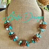 Gold & Blue Beaded Hawaiian Haku Lei Mini (5 Clusters) with Lamp Work Beads - 24"