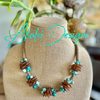 Gold & Blue Beaded Hawaiian Haku Lei Mini (5 Clusters) with Lamp Work Beads - 24"