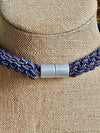 Hawaiian Beaded Necklace Lei Rope- Matte Rainbow Blue (24")