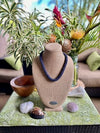 Hawaiian Beaded Necklace Lei Rope- Matte Rainbow Blue (24")