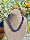 Hawaiian Beaded Necklace Lei Rope- Matte Rainbow Blue (24")