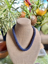 Hawaiian Beaded Necklace Lei Rope- Matte Rainbow Blue (24")