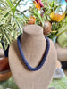 Hawaiian Beaded Necklace Lei Rope- Matte Rainbow Blue (24")