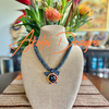 Beaded Oimatsu Nature's Blue Honu Focal Bead Necklace  - 23"