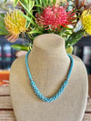 Sky Blue "Unions" Beaded Edo Necklace Lei - 22"