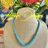 Light Blue "Unions" Beaded Edo Necklace Lei - 22"