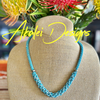 Sky Blue "Unions" Beaded Edo Necklace Lei - 22"
