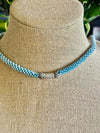 Sky Blue "Unions" Beaded Edo Necklace Lei - 22"