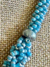 Sky Blue "Unions" Beaded Edo Necklace Lei - 22"