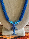 Rare Blue Whale Focal Beaded Nature's Necklace Lei - 35"