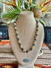 Cobalt Blue with Yellow Picasso Segmented Kumihimo Necklace Lei  - 30"