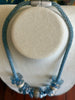 Blue Rose Petal with Aja Vaz Lamp-Work Bead Hawaiian Lei Mini (5 Cluster)  - 25"
