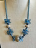 Blue Rose Petal with Aja Vaz Lamp-Work Bead Hawaiian Lei Mini (5 Cluster)  - 25"