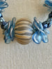 Blue Rose Petal with Aja Vaz Lamp-Work Bead Hawaiian Lei Mini (5 Cluster)  - 25"